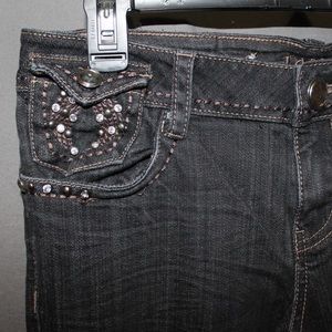 LA IDOL BLACK BOOTCUT JEANS WITH BLING